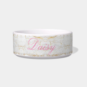 Gold Marble Personalized Pet Bowl
