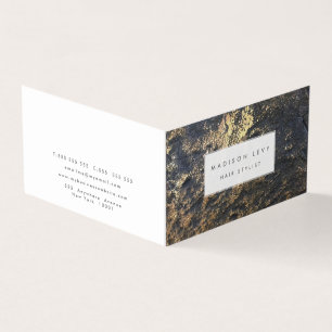 Gold Marble Rock Hair Stylist Designer Business Card