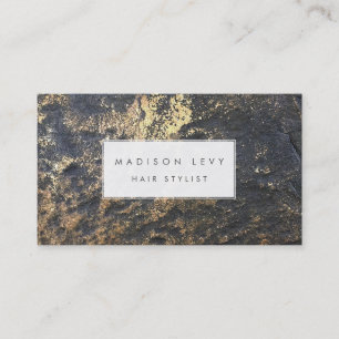 Gold Marble Rock Hair Stylist Salon Business Card