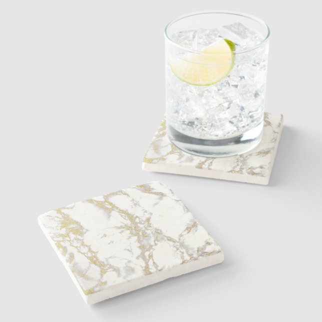 Gold Marble Square Coaster (Side)
