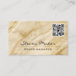 Gold Marble Stone QR Code Business Card