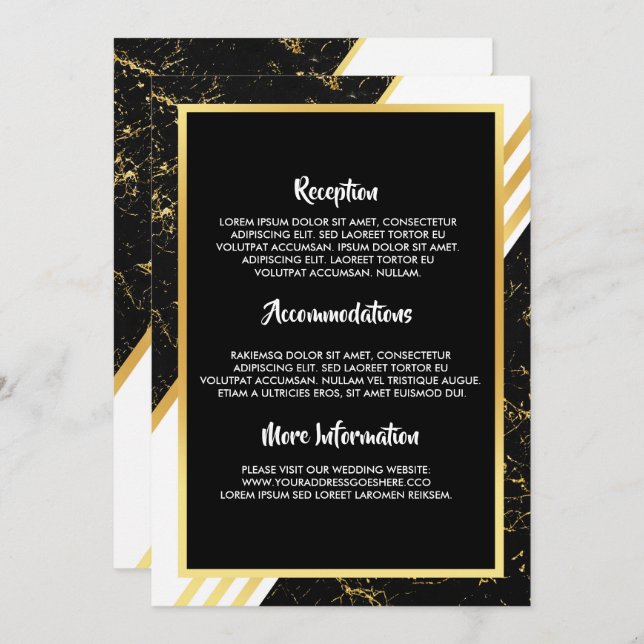 Gold marble stripes typography bl wedding programs (Front/Back)