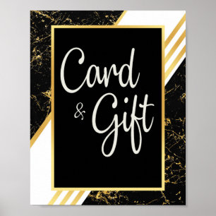 Gold marble stripes typography black Cards &Gifts Poster