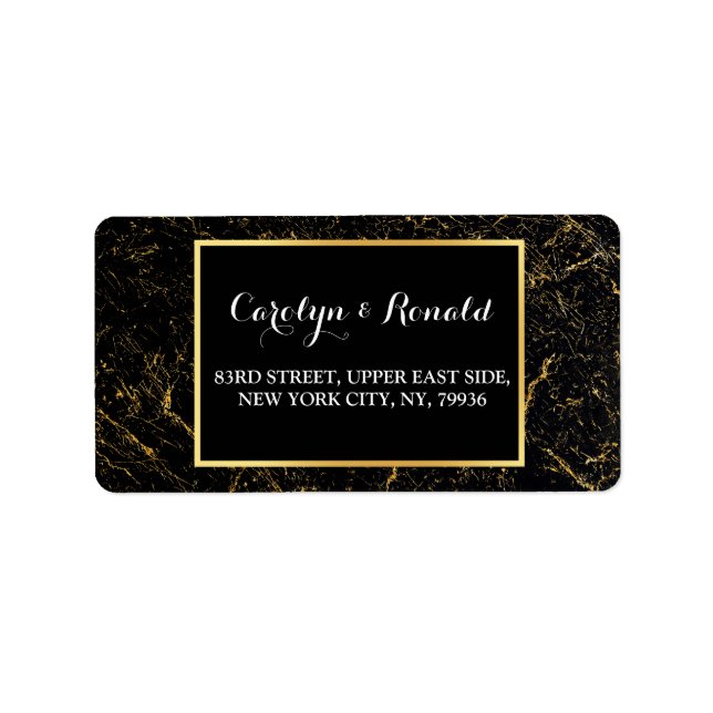 Gold marble stripes typography black label (Front)