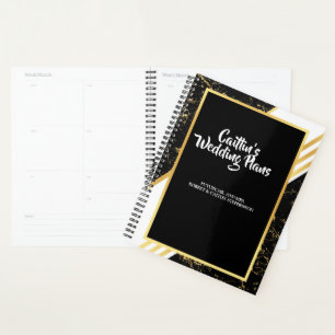 Gold marble stripes typography blacWedding planner