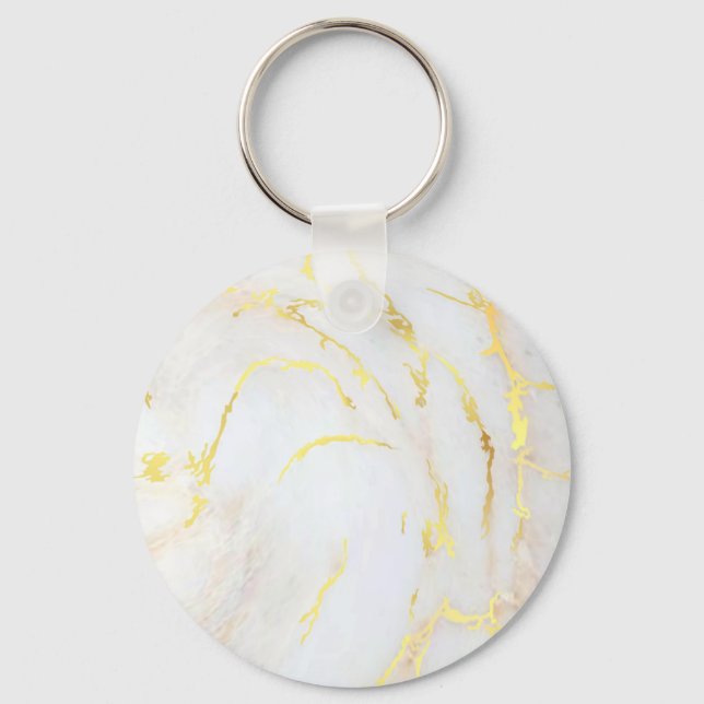 Gold Marble Template Trendy Elegant Customise Key Ring (Front)