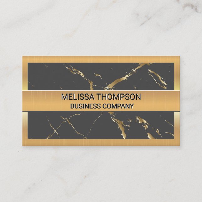 Gold Marble Texture | Gold Metallic Border Business Card (Front)