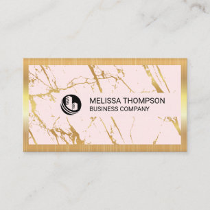 Gold Marble Texture   Gold Metallic Border Business Card