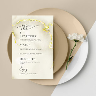 Gold Marble Texture Islamic Wedding Menu Card