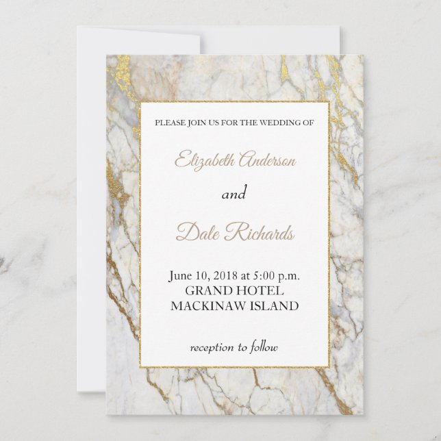 Gold Marble Wedding Invitation (Front)