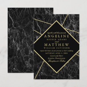 Gold marble wedding invitations