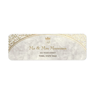 Gold Marble Wedding Return Address Label