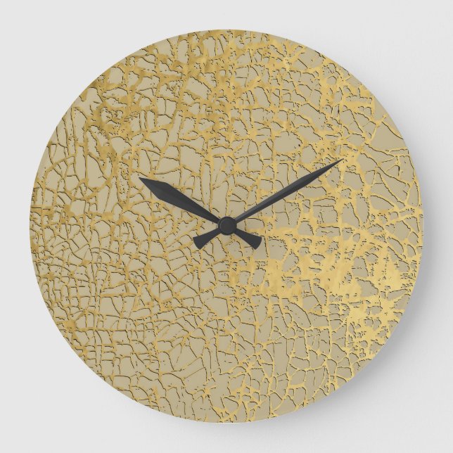 Gold Marbling: Grunge Texture Design Large Clock (Front)