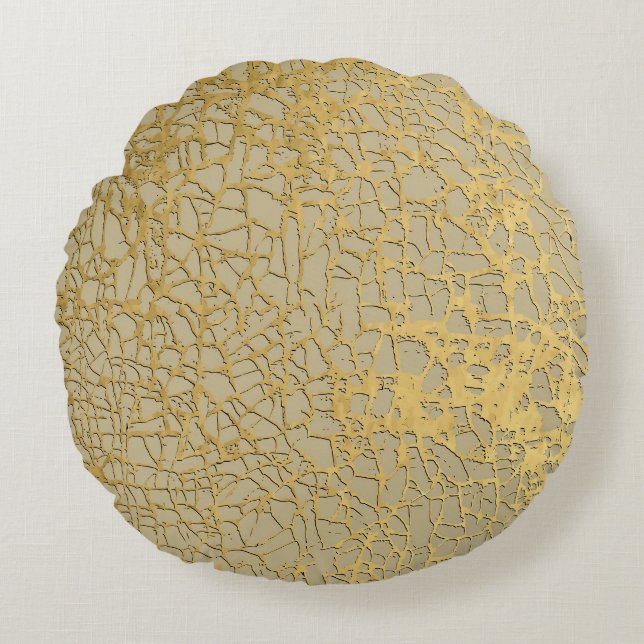 Gold Marbling: Grunge Texture Design Round Cushion (Front)