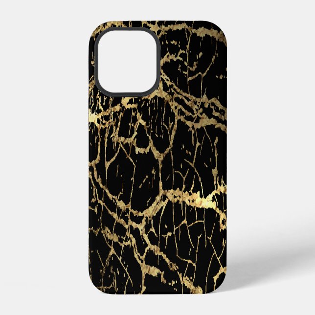 Gold Marbling Texture: Luxe Design Element iPhone Case (Back)