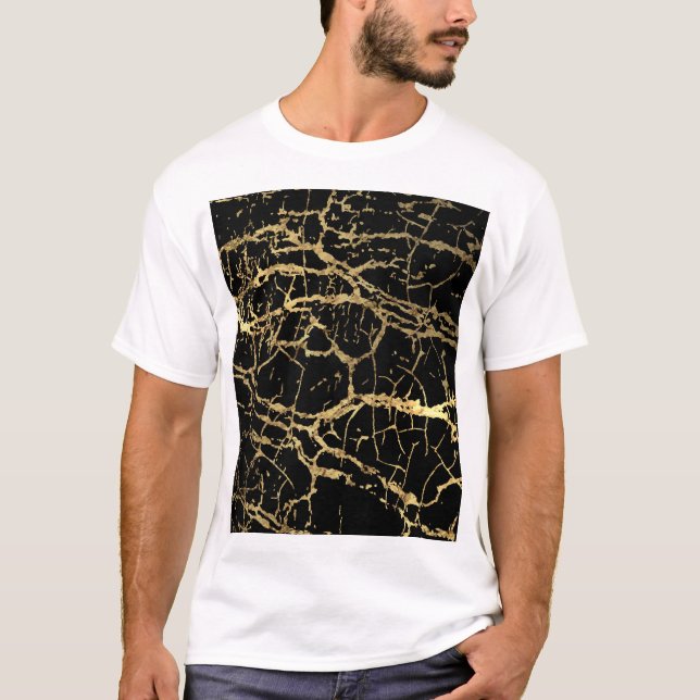 Gold Marbling Texture: Luxe Design Element T-Shirt (Front)