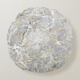 Gold marbling texture round cushion