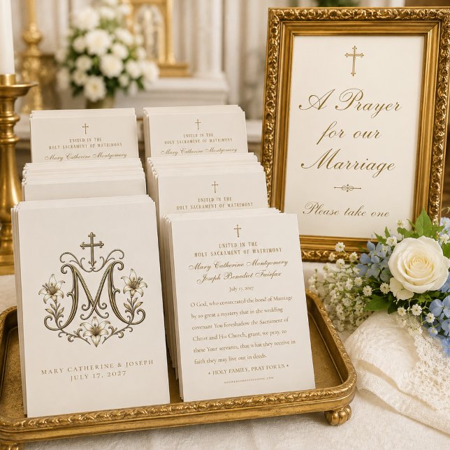 Gold Marian Cross Monogram Catholic Wedding (Creator Uploaded)