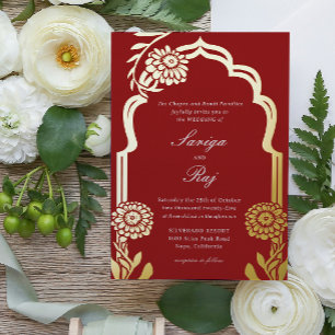Gold Marigold Indian Wedding Invitation