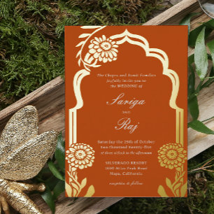 Gold Marigold Indian Wedding Invitation