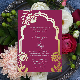 Gold Marigold Indian Wedding Invitation