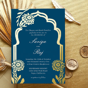 Gold Marigold Indian Wedding Invitation