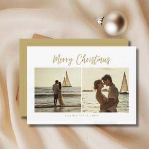 Gold Maritime Couple Nautical Christmas Photo Holiday Card