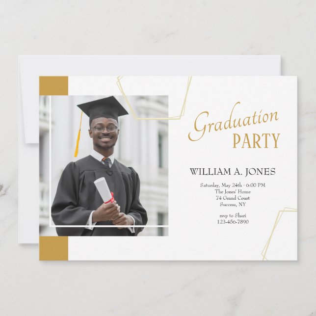 Gold Marker Photo Graduation Invitation (Front)