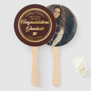 Gold Maroon Graduation Photo Class of 2019 Hand Fan