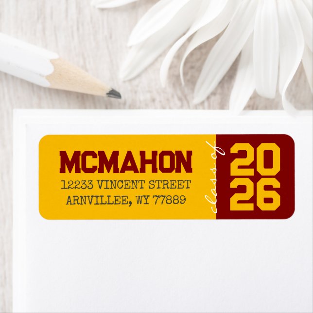 Gold & Maroon Graduation Return Address Labels (Insitu)