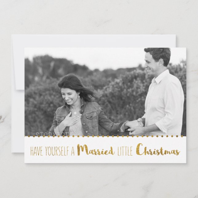 Gold, Marry and Bright Christmas Save the Date (Front)