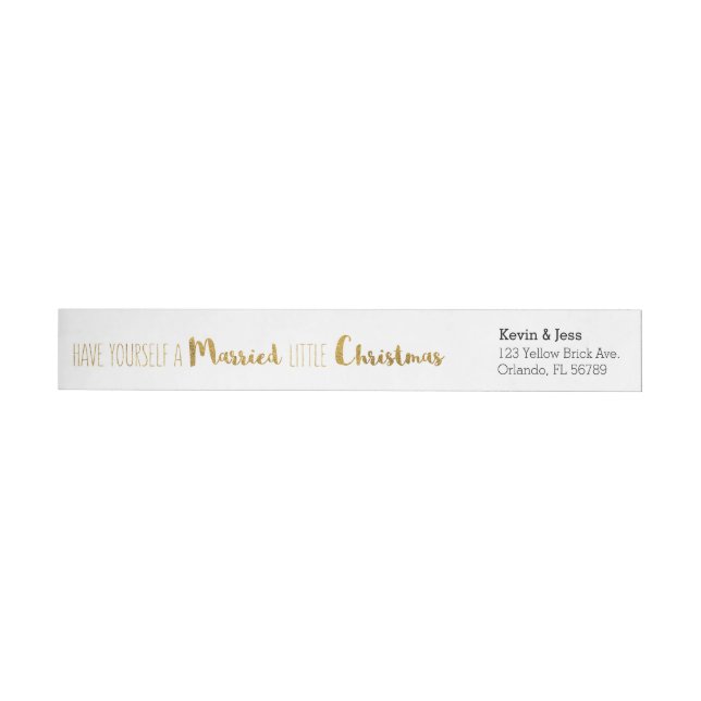 Gold, Marry and Bright Christmas Save the Date Wrap Around Label (Individual)