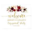 Gold Marsala Boho Autumn Engagement Party Poster