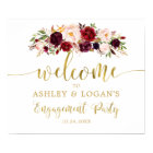 Gold Marsala Boho Autumn Engagement Party Poster