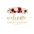 Gold Marsala Boho Autumn Wedding Welcome Poster