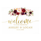 Gold Marsala Boho Autumn Wedding Welcome Poster