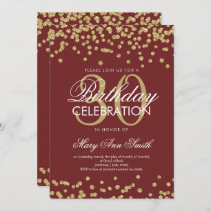 Gold Marsala Glitter Confetti 30th Birthday Invitation