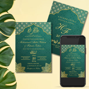 GOLD MASJID EDITABLE NIKAH MUSLIM WEDDING INVITATION