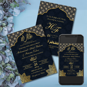 GOLD MASJID EDITABLE NIKAH MUSLIM WEDDING INVITATION