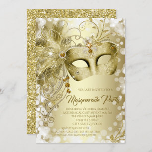 Gold Mask Masquerade Party Invitation