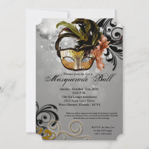Gold Masquerade Ball Mask Costume Halloween Part Invitation