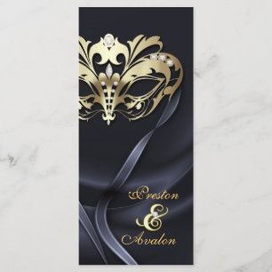 Gold Masquerade Black Jewelled Wedding Program