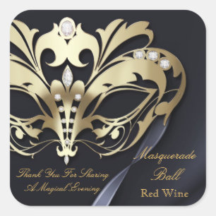 Gold Masquerade Black Party Sticker