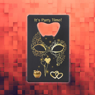 Gold Masquerade It's Party Time Bottle Opener