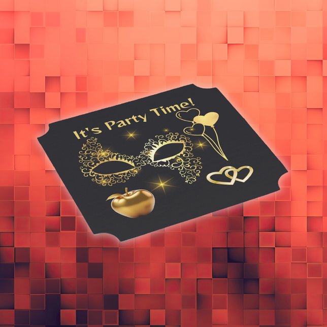 Gold Masquerade It's Party Time | Paper Coaster (Creator Uploaded)