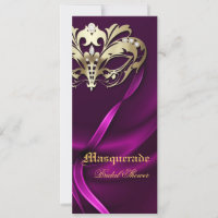 Gold Masquerade Pink Bridal Shower Invitation