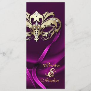 Gold Masquerade Pink Jewelled Wedding Program