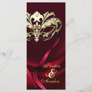 Gold Masquerade REd Jewelled Wedding Program