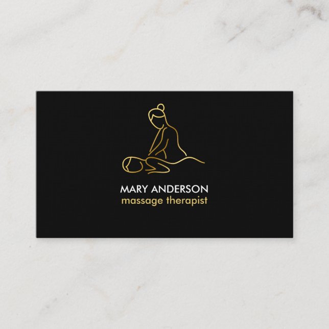 Gold Massage Therapy Masseuse Spa Business Card (Front)