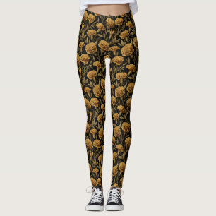 Gold Maternity Carnation Petal Wedding Anniversary Leggings